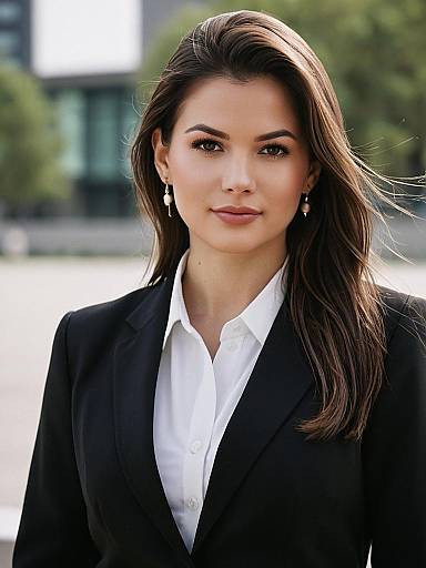 Photorealistic Woman in Black Suit