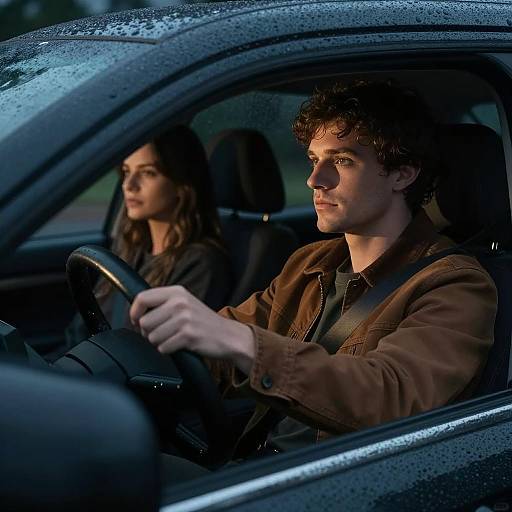 Nighttime Drive with Rainy Reflections