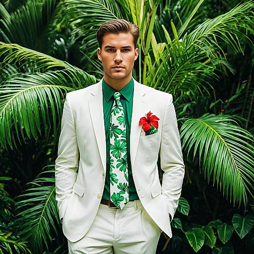 Young Man in Tropical Formal Attire