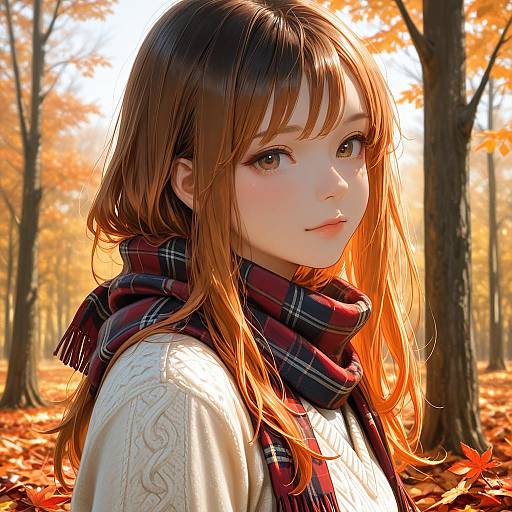 Young Woman in Autumn Forest