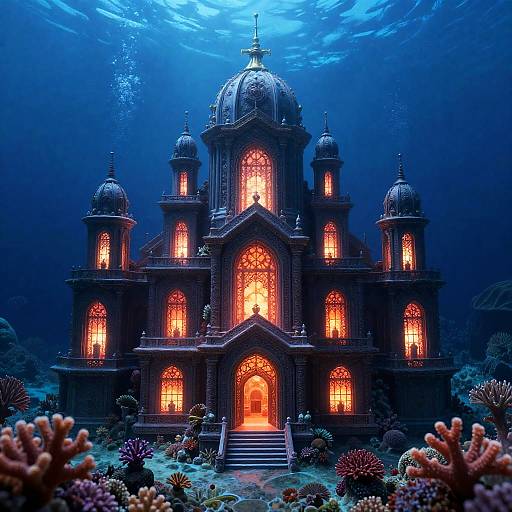Bioluminescent Coral Cathedral Underwater