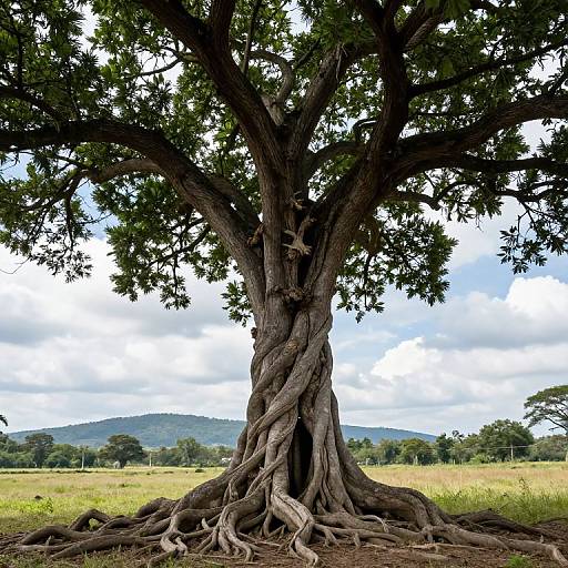 Majestic Twisted Tree in Field