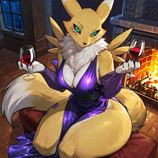 Dramatic Anthro Fox in Elegant Setting