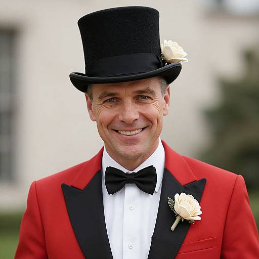 Elegant Vintage Gentleman in Red Tuxedo