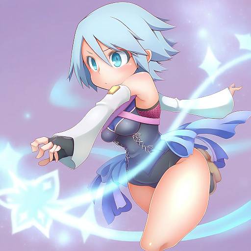 Illustration of Aqua (kingdom hearts), kingdom hearts in the style of Uni mate