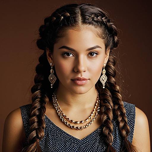 Realistic Portrait of a Girl with Braids