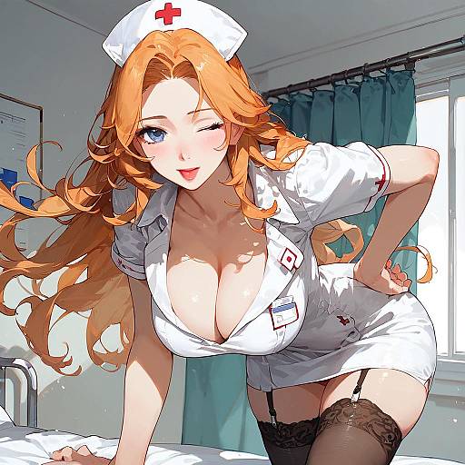 Anime Nurse Girl in White Dress