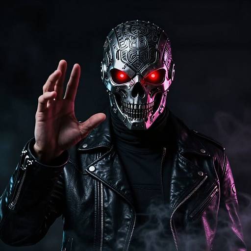 Cyberpunk Skull-Masked Rebel