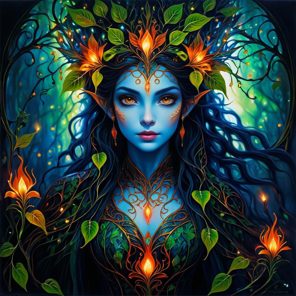 Ethereal Hybrid Elf in Enchanted Vines