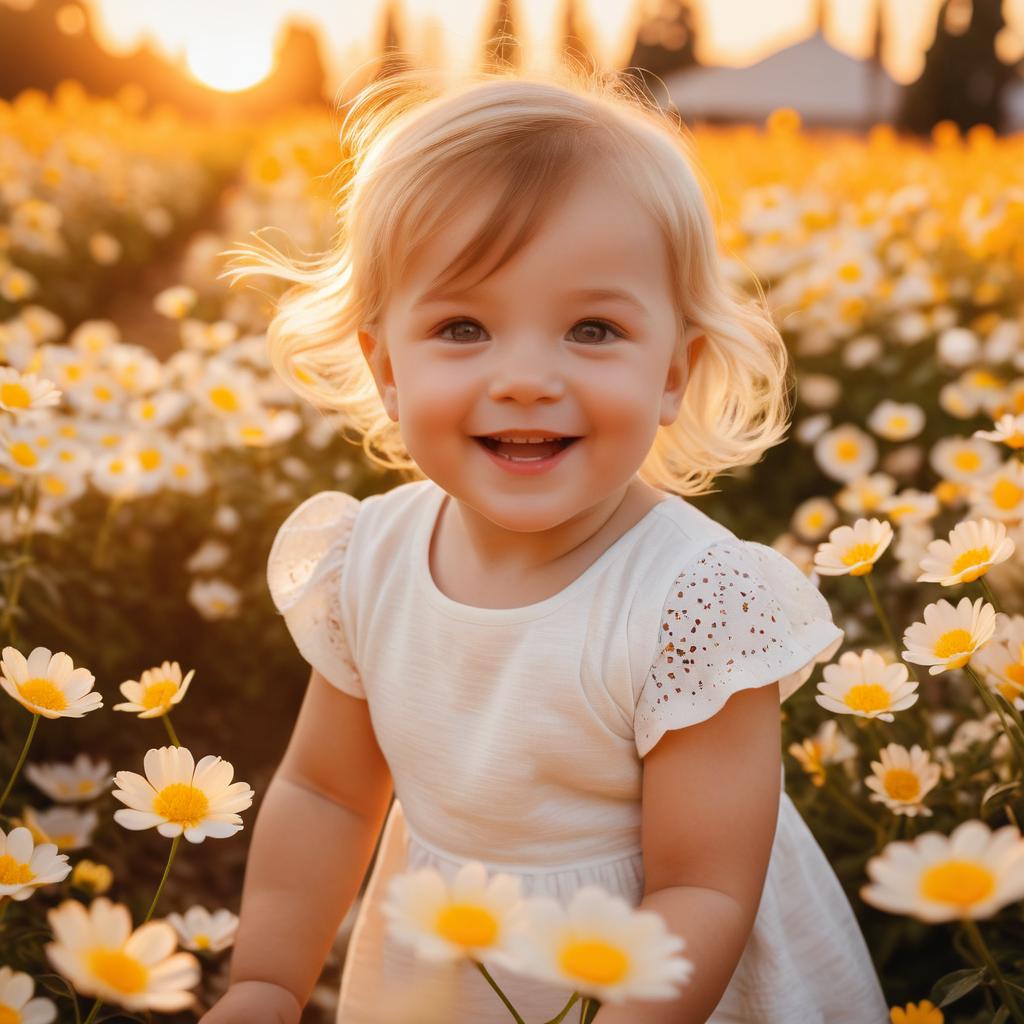 Toddler's Joy Amidst Flower Petals