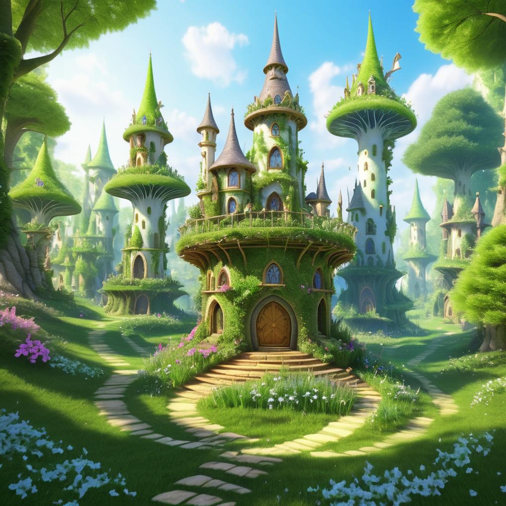 Serene Elven Village with Fairies