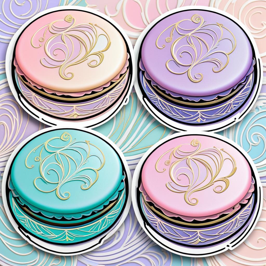 Elegant Pastel Macarons in Art Nouveau Style