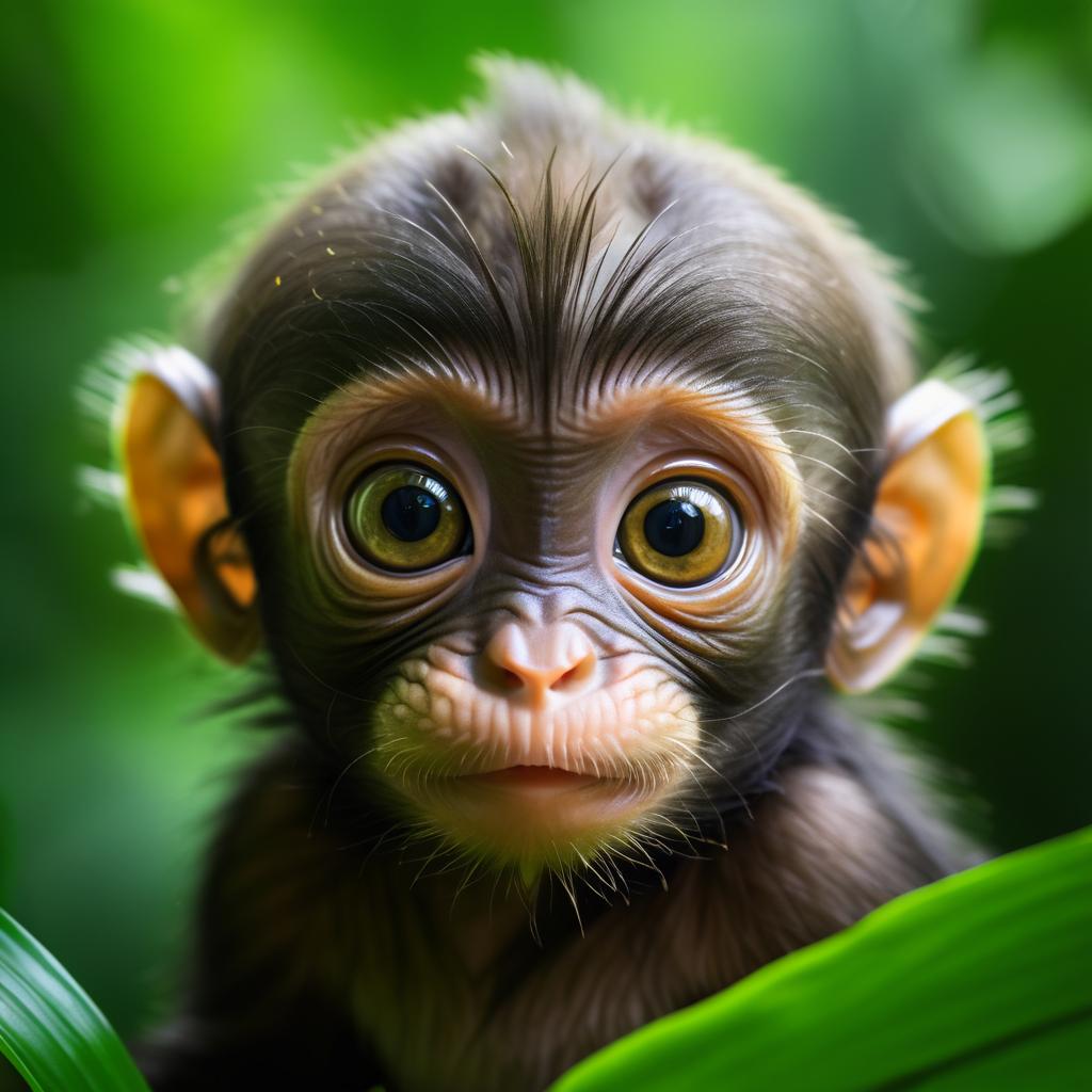 Expressive Baby Monkey in Tropical Rainforest