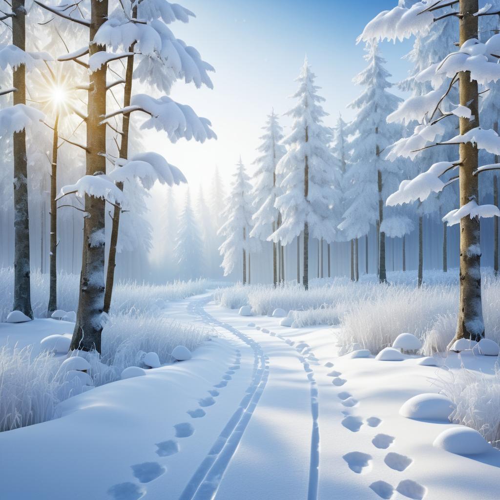 Realistic Winter Landscape with Snowy Path