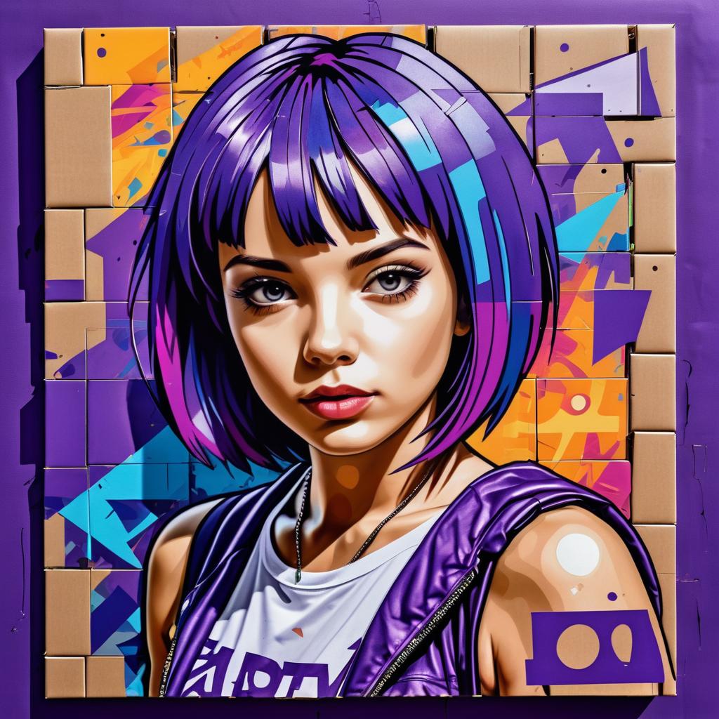 Vibrant Graffiti Portrait of Young Girl