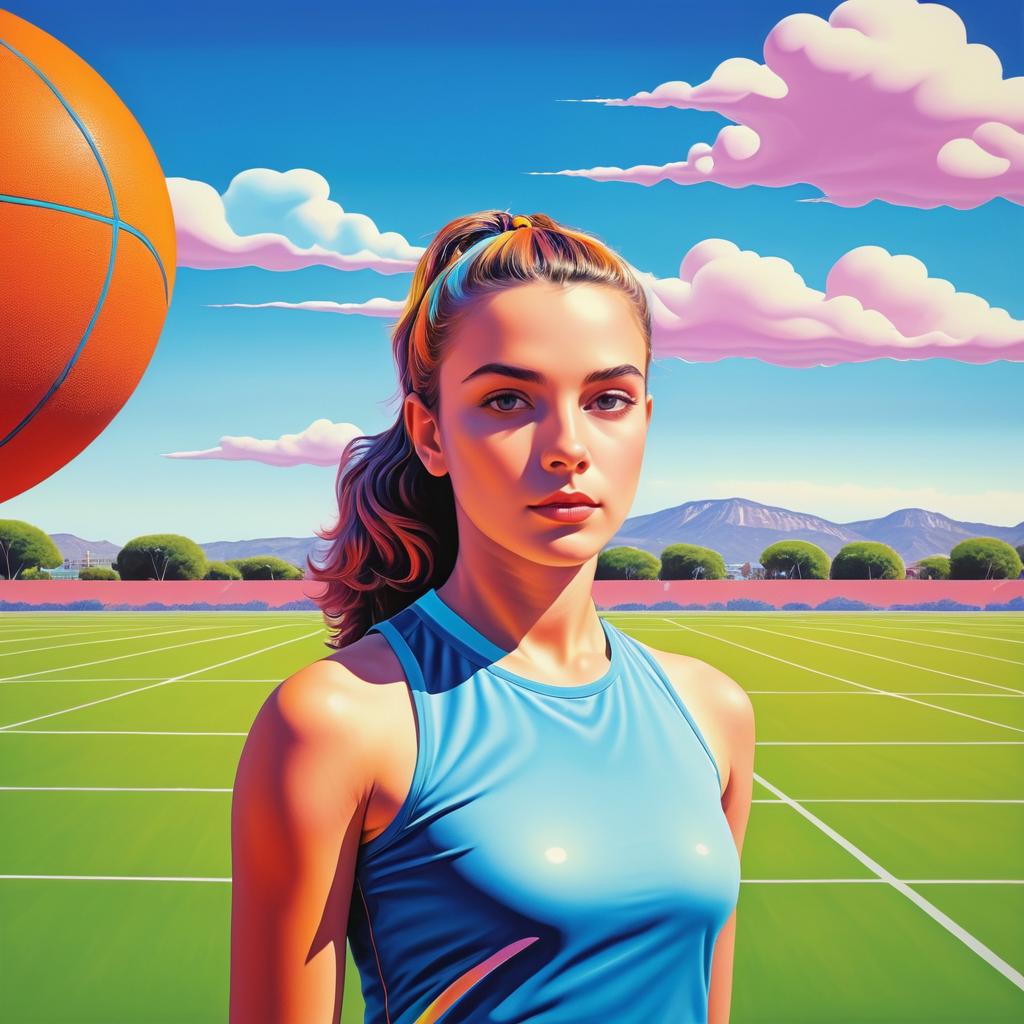 Vibrant Surrealist Portrait of Athlete