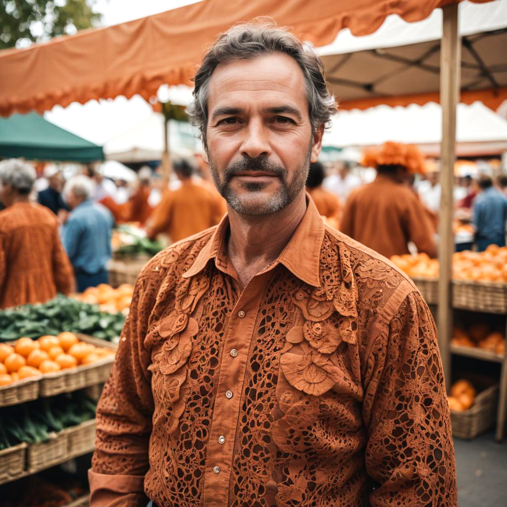 Stylish Man at Bustling Farmers' Market