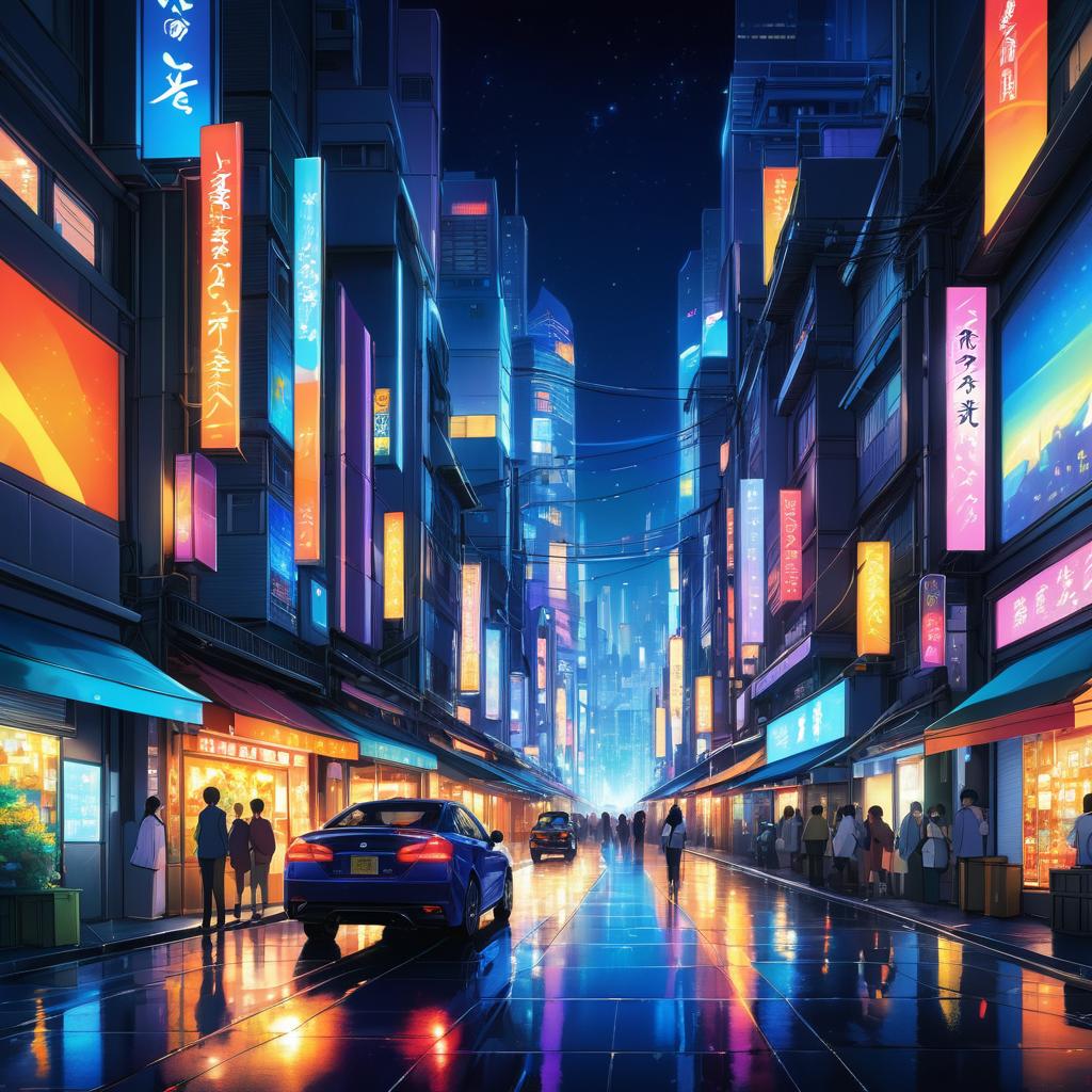 Luminous Anime Cityscape at Night