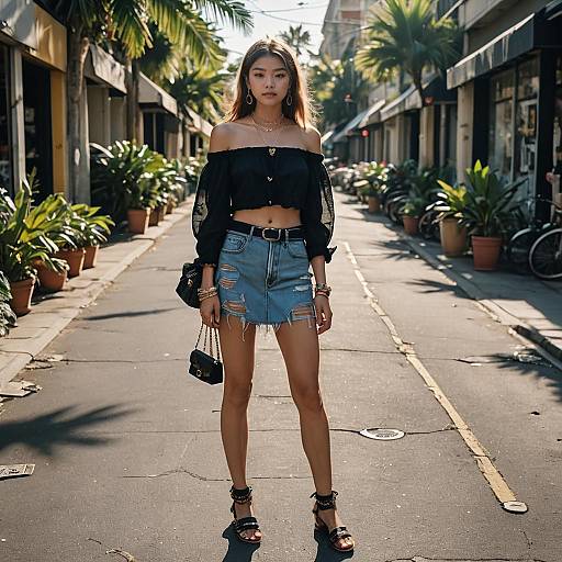 Trendy teenage street fashion in summer