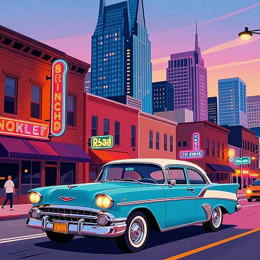Vibrant Nashville Skyline Travel Poster