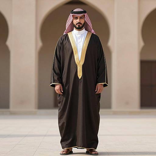 Middle Eastern Man in Traditional Nawabi Dress