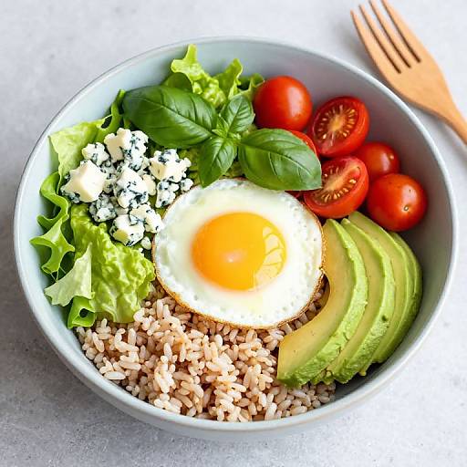 Colorful Vegetarian Buddha Bowl with Egg