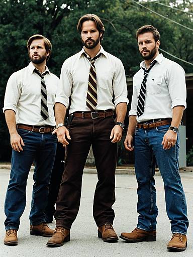 Three Men in White Shirts and Ties Standing Outdoors