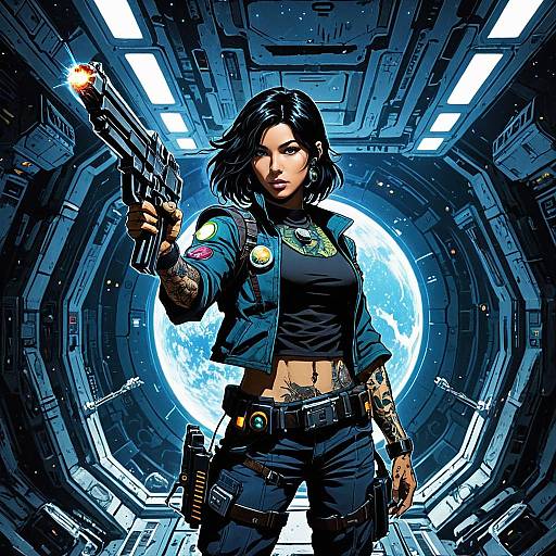 Cosmic Bounty Hunter in Anime Style