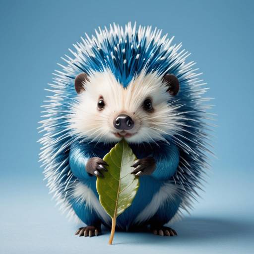 Quirky Porcupine with Leaf Stare Quirky Porcupine with Leaf Stare