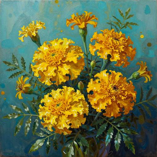 Vibrant Turquoise and Marigold Floral Fusion