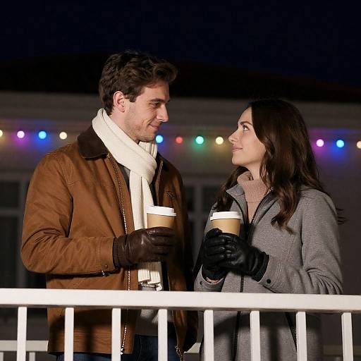 Romantic Night Balcony Coffee Moment