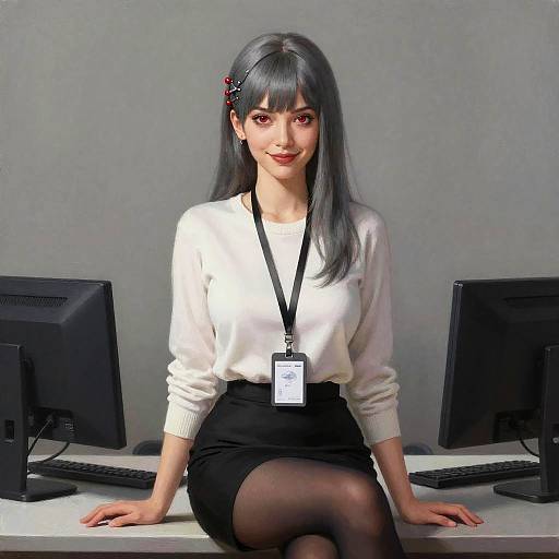 Office Lady with Grey Hair and Style