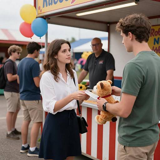 Carnival Scene with Vendors and Couples