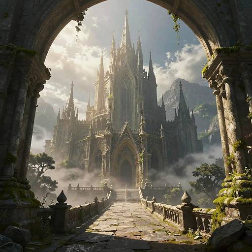 Misty Gothic Castle Fantasy Artwork