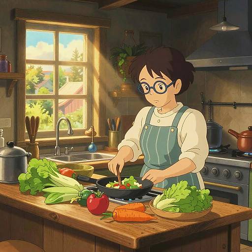Cozy Studio Ghibli Kitchen Scene