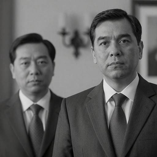 Somber Black-and-White Double Suit Portrait