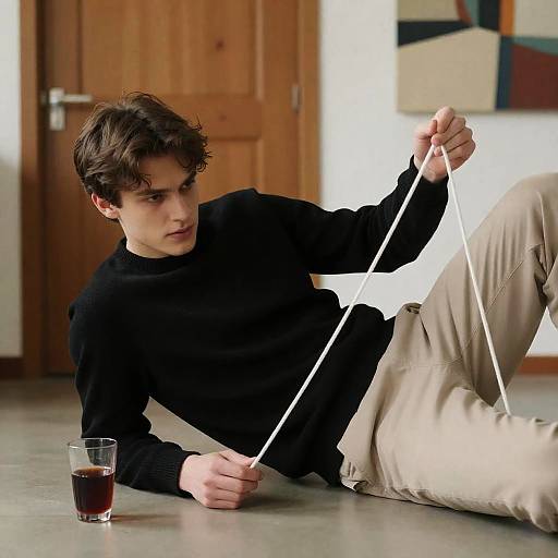 Intense Portrait of Young Man Relaxing