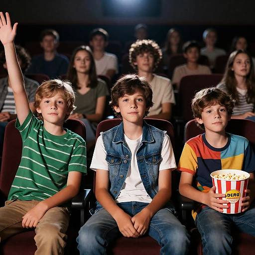 Boys Enjoying Movie Night Together