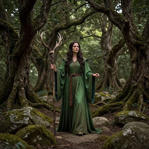 Earth Spirit Druid in Mystical Forest
