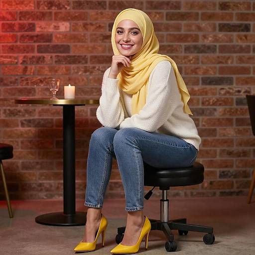 Smiling Woman in Yellow Hijab Portrait