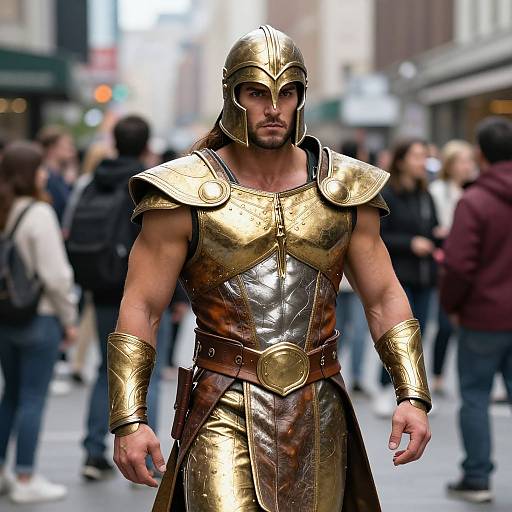 Heroic Man in Gold and Silver Costume
