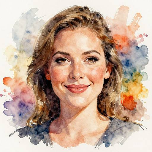 Watercolor Caricature of Confident Woman