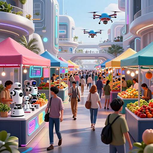Futuristic Market with Neon Vibrance