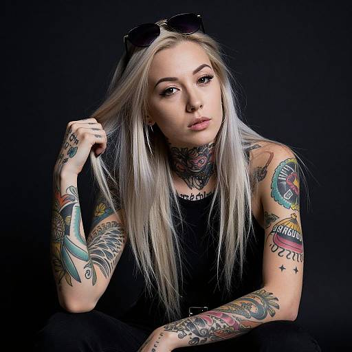 Edgy Tattooed Blonde Woman Portrait