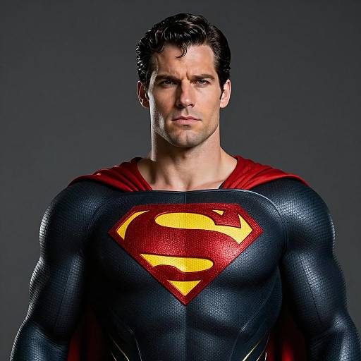 Male Superhero in Black Superman Suit