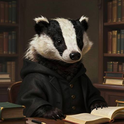 Stern Badger Librarian Digital Painting