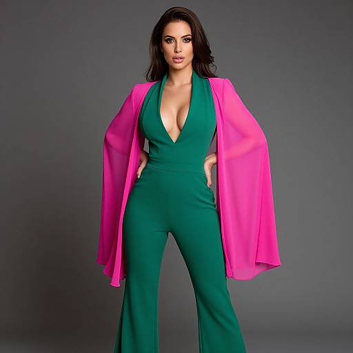 Emerald Green Jumpsuit with Cape