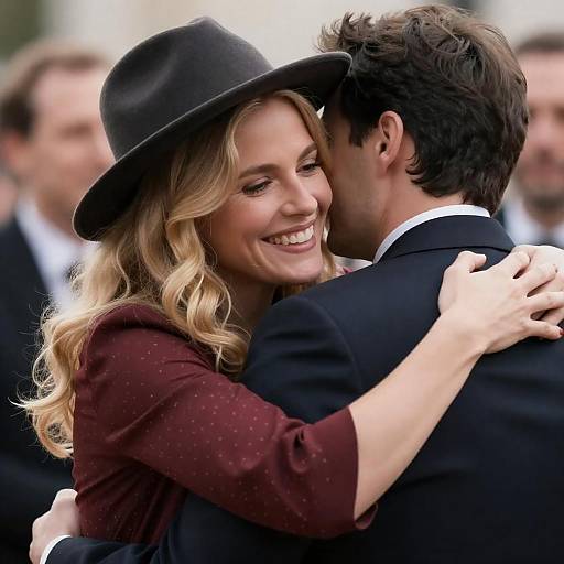 Couple Embracing with Warm Smiles