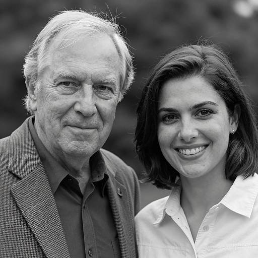 Smiling Duo in Black-and-White Portrait
