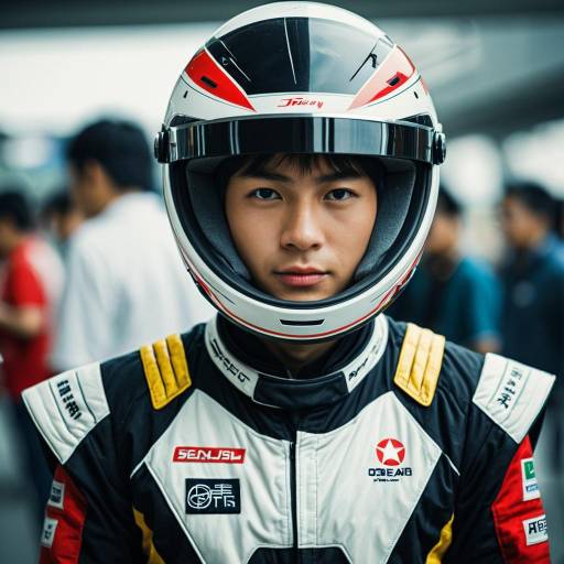 Realistic Asian Boy in Racing Costume